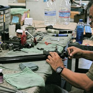 The assembly department takes the finished pieces from the machine shop and builds complete machines and accessories.