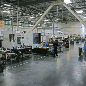 Looking from above, some of the machining centers can be seen.